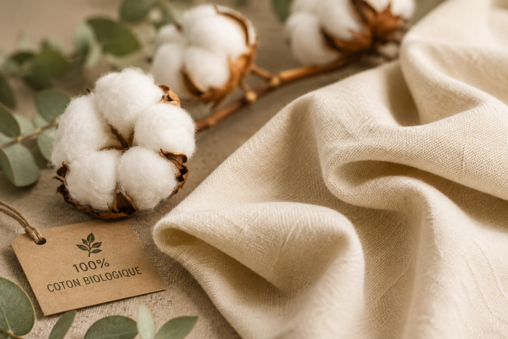 Coton brut et textile en coton biologique