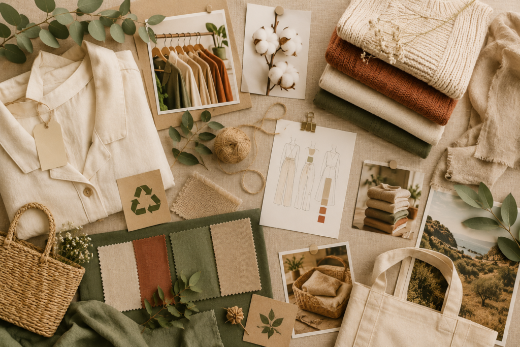 Tendances de la mode responsable avec vêtements et matières naturelles